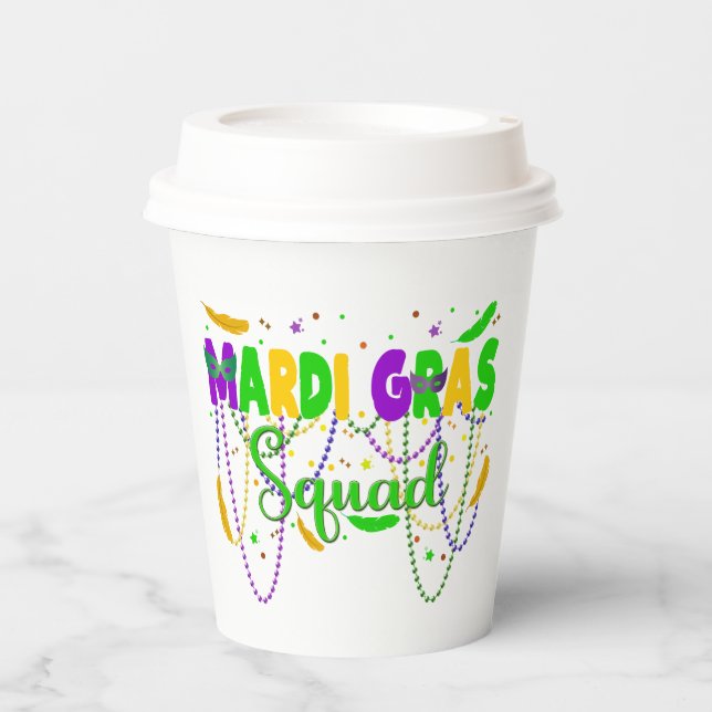 Mardi Gras Squad NOLA New Orleans Parade  Paper Cups (Front)