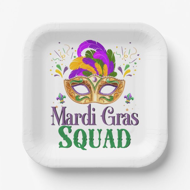 Mardi Gras Squad Paper Plates (Front)