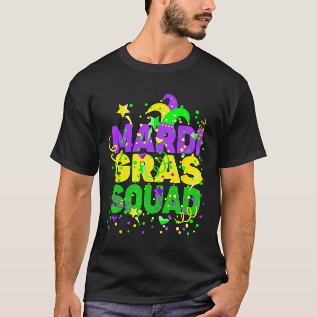 Mardi Gras Squad Party Costume Outfit - Funny Mard T-Shirt (Front)
