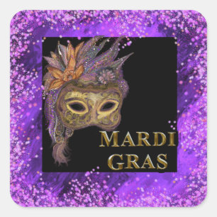 Mardi Gras Square Sticker