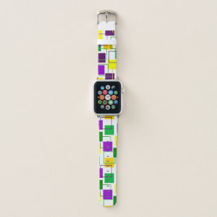 Mardi Gras Squares and Outlines Apple Watch Band