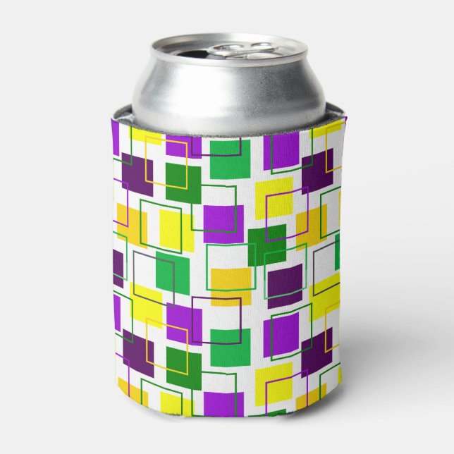 Mardi Gras Squares and Outlines  Can Cooler (Can Front)