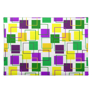 Mardi Gras Squares and Outlines  Cloth Placemat