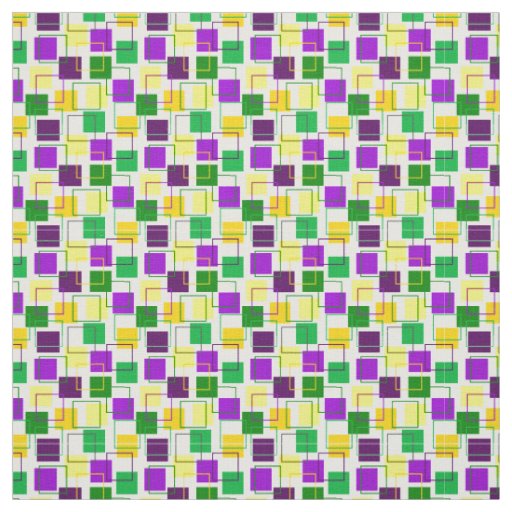 Mardi Gras Squares and Outlines  Fabric