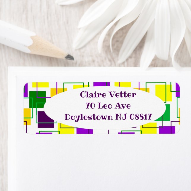 Mardi Gras Squares and Outlines  Label (Insitu)