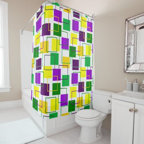 Mardi Gras Squares and Outlines  Shower Curtain