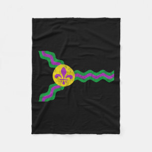 Mardi Gras St. Louis Flag Soulard Distressed Fleece Blanket