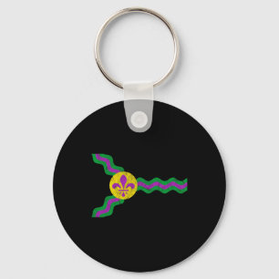 Mardi Gras St. Louis Flag Soulard Distressed  Keychain