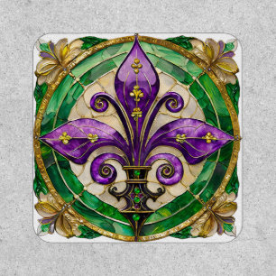Mardi Gras Stained Glass Fleur de lis  Patch