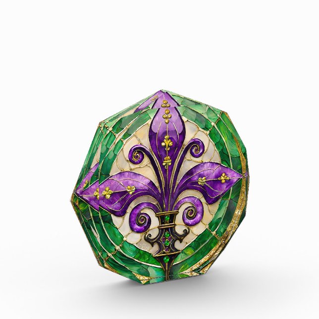 Mardi Gras Stained Glass Fleur de lis  Photo Block (Left)
