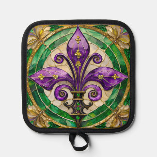 Mardi Gras Stained Glass Fleur de lis  Pot Holder