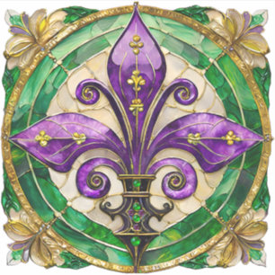 Mardi Gras Stained Glass Fleur de lis Sticker