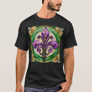 Mardi Gras Stained Glass Fleur de lis  T-Shirt
