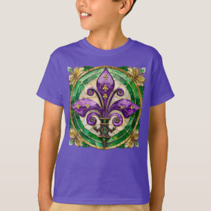 Mardi Gras Stained Glass Fleur de lis  T-Shirt