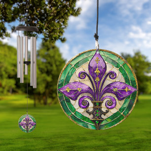 Mardi Gras Stained Glass Fleur de lis Wind Chime