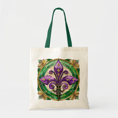 Mardi Gras Stained Glass Fleur di lis Tote Bag