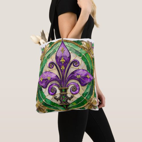 Mardi Gras Stained Glass Fleur di lis Tote Bag