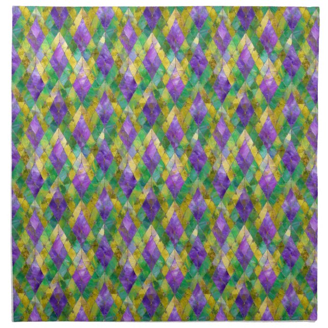 Mardi Gras Stained Glass Harlequin Print Cloth Napkin (Front)