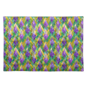 Mardi Gras Stained Glass Harlequin Print Cloth Placemat