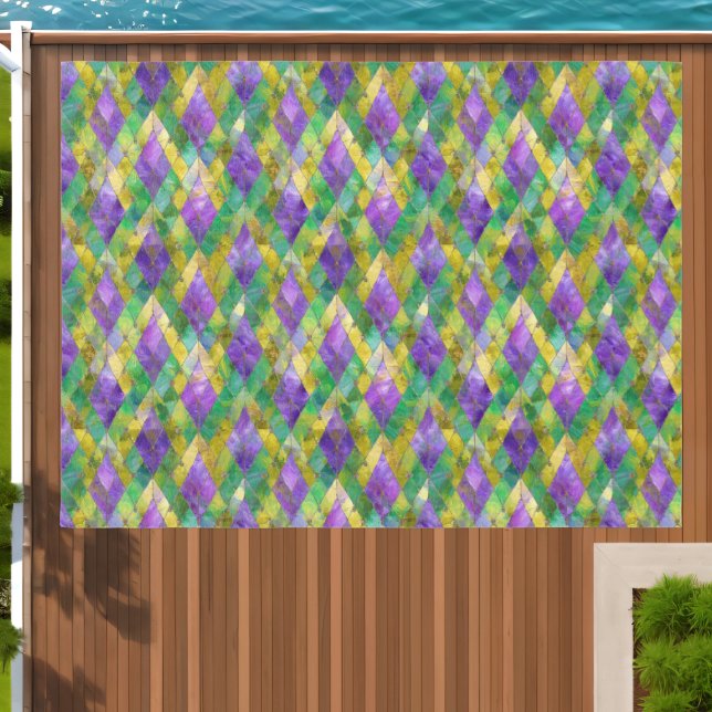 Mardi Gras Stained Glass Harlequin Print Outdoor Rug (Insitu (Outdoor 1))