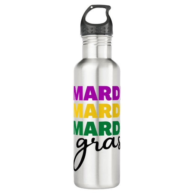Mardi Gras Stainless Steel Water Bottle (Front)