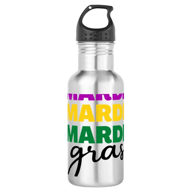 Mardi Gras Stainless Steel Water Bottle (Front)