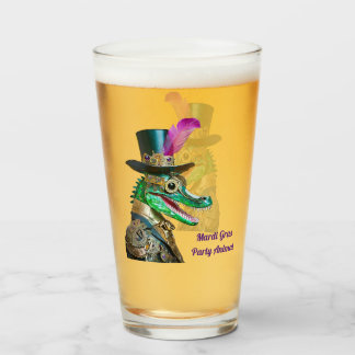 Mardi Gras Steampunk Party Animal Alligator Glass