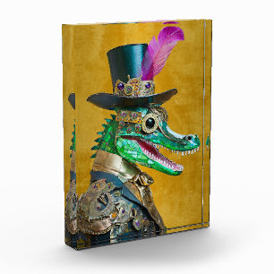 Mardi Gras Steampunk Party Animal Alligator Photo Block