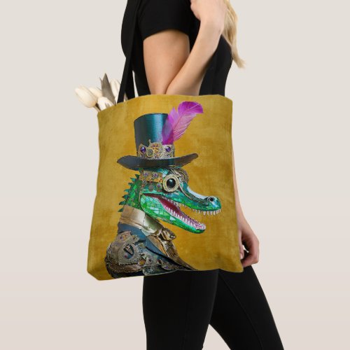 Mardi Gras Steampunk Party Animal Alligator Tote Bag