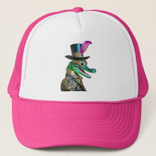 Mardi Gras Steampunk Party Animal Alligator Trucker Hat