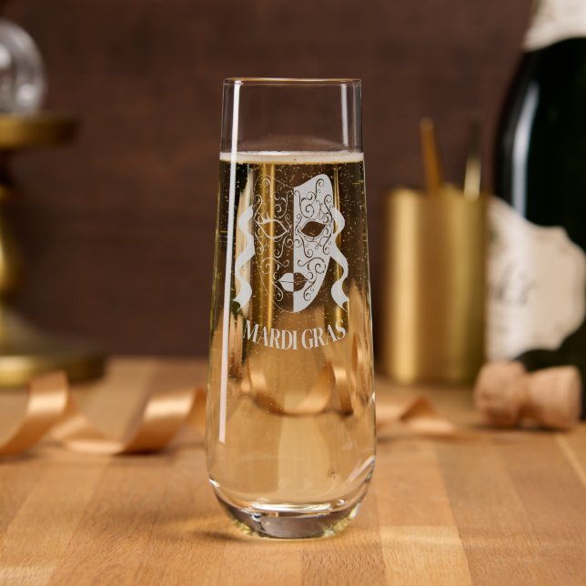 Mardi Gras Stemless Champagne Flute (Party)
