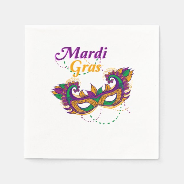 Mardi Gras Street Party Carnival Mask Gift Napkins (Front)