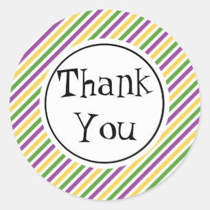 Mardi Gras Stripe Birthday Classic Round Sticker