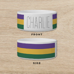 Mardi Gras Stripe Dog Cat Pet Bowl