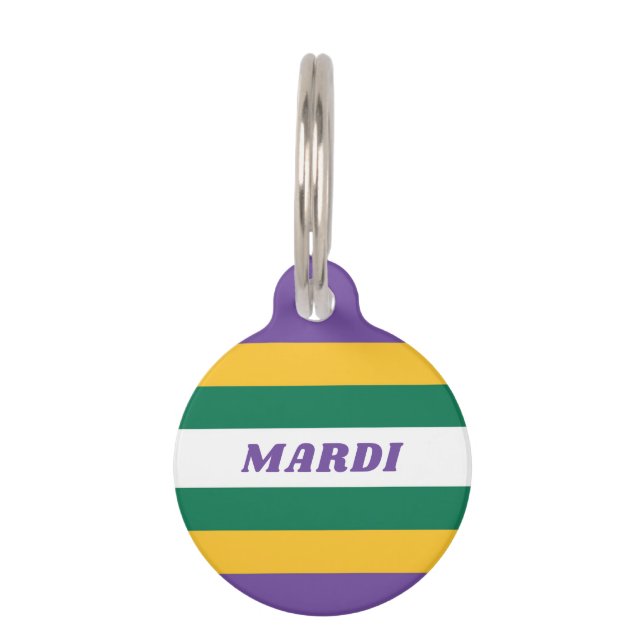 MARDI GRAS STRIPE PET ID TAG (Front)