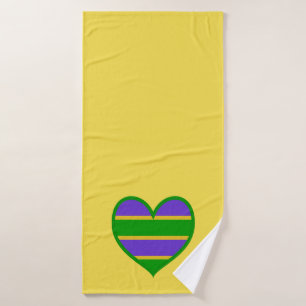 Mardi Gras Striped Heart Bath Towel Set