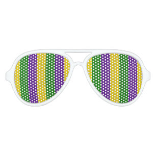 Mardi Gras Striped Pattern Aviator Sunglasses
