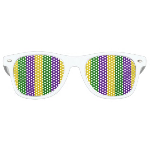 Mardi Gras Striped Pattern Retro Sunglasses