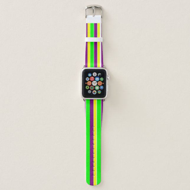 Mardi Gras Stripes Apple Watch Band (Front)