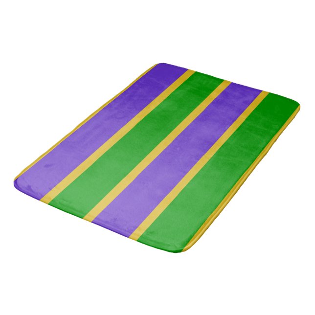 Mardi Gras Stripes Bathroom Mat (Angled)