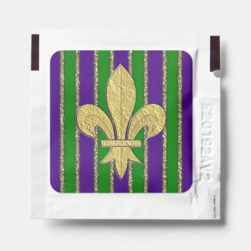 Mardi Gras Stripes  Fleur de Lys Hand Sanitizer Packet