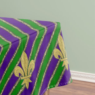 Mardi Gras Stripes & Fleur de Lys  Tablecloth