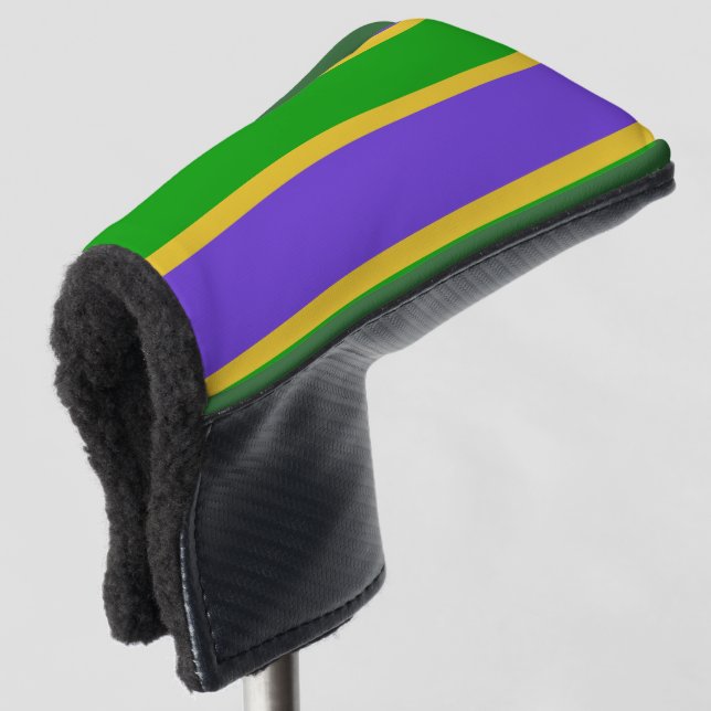 Mardi Gras Stripes  Golf Head Cover (3/4 Front)