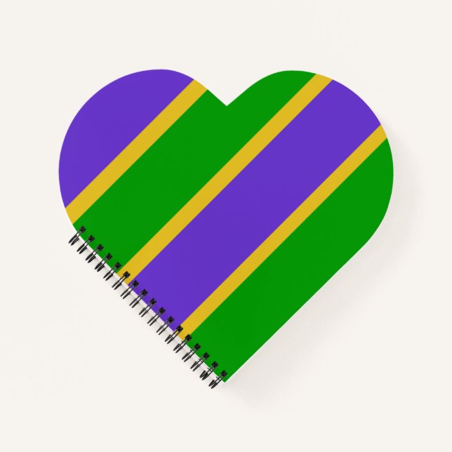 Mardi Gras Stripes Heart  Notebook (Front)