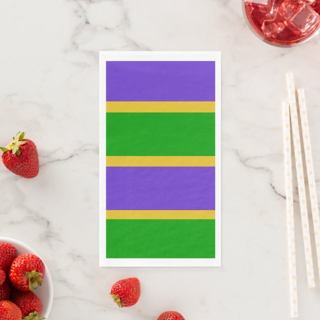 Mardi Gras Stripes  Paper Guest Towels (Insitu)