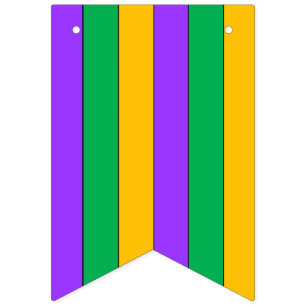 Mardi Gras Stripes Pattern Purple Green Yellow Bunting Flags