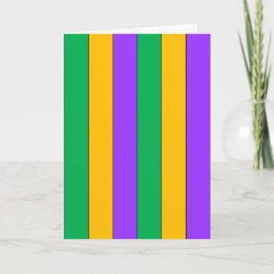 Mardi Gras Stripes Pattern Purple Green Yellow Card