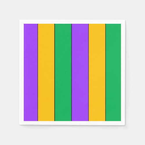 Mardi Gras Stripes Pattern Purple Green Yellow Paper Napkins