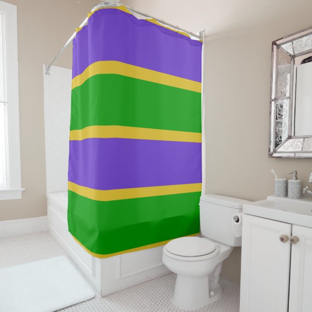 Mardi Gras Stripes Shower Curtain (In Situ)