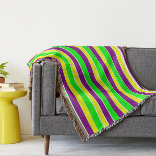 Mardi Gras Stripes Throw Blanket